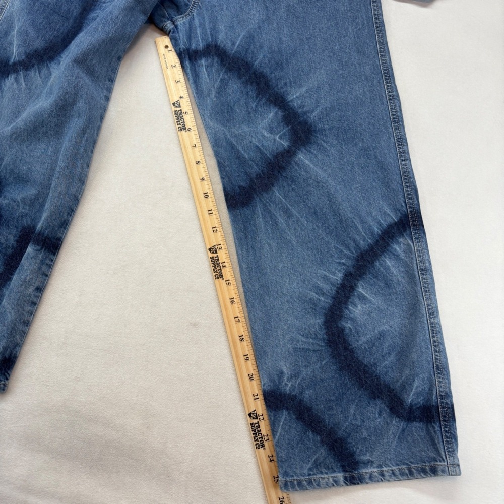 Wrangler Denim Jumpsuit Womens S Blue Tie Dye Circle Wide Leg Utility Western - Picture 10 of 12